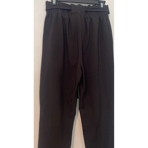 Grace Karin Pants Women's Size M Black Ruffled Paperbag Tie Waist Belted - Picture 4 of 8